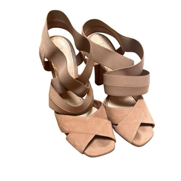 Authentic Prada Camoscio Nude/Blush Elastic Strappy Suede Heels 39.5 EU 9.5 US - Picture 3 of 13